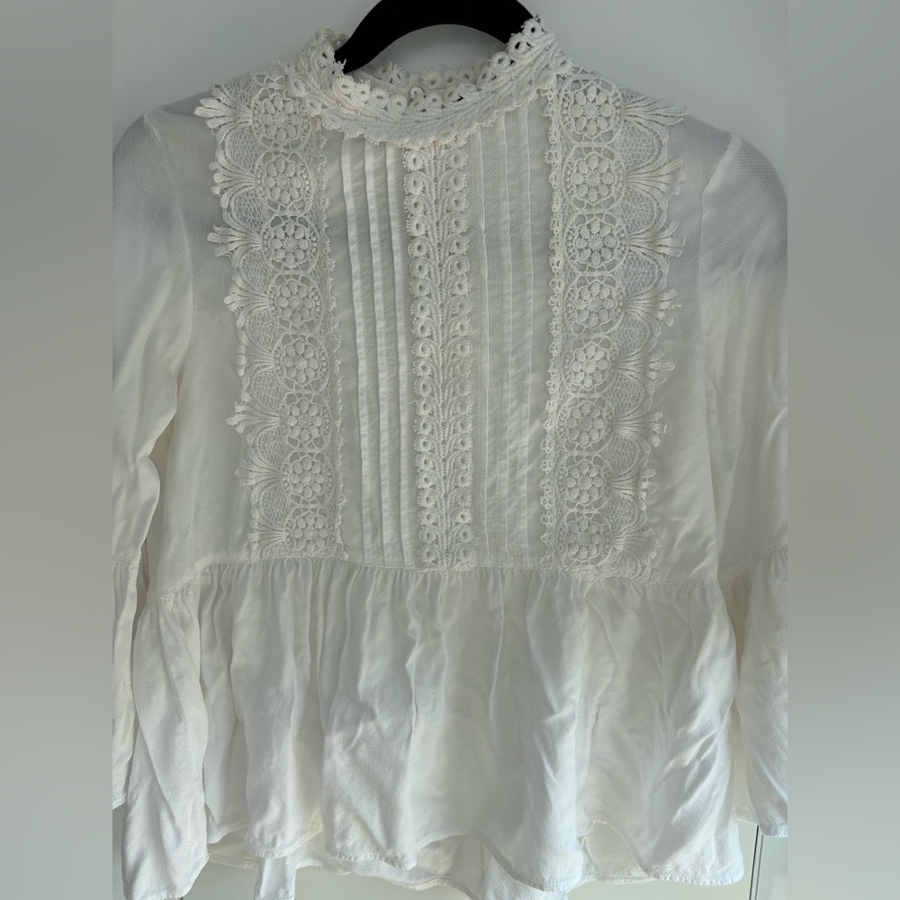 Zara Cream Lace Detail Blouse